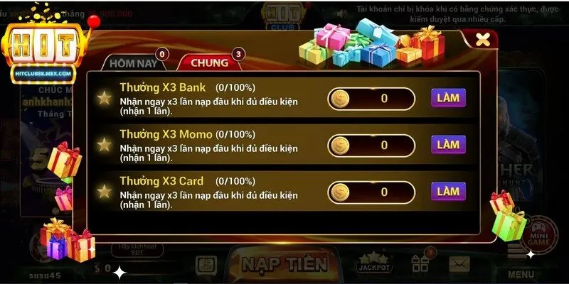Quà sinh nhật Hitclub tới 790K cho mọi thành viên đã xác minh